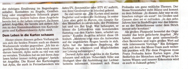 Zeitungsartikel „Dem Leben in die Karten schauen“:
